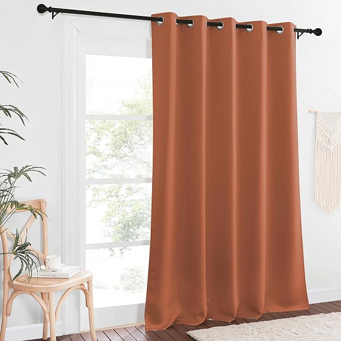 NICETOWN Blackout Curtains 84 Inch Length, Thermal Insulated Curtains for Bedroom Grommet Energy Saving Room Darkening Drapes for Living Room Window, 1 Panel, Burnt Orange, 66" W x 102" L