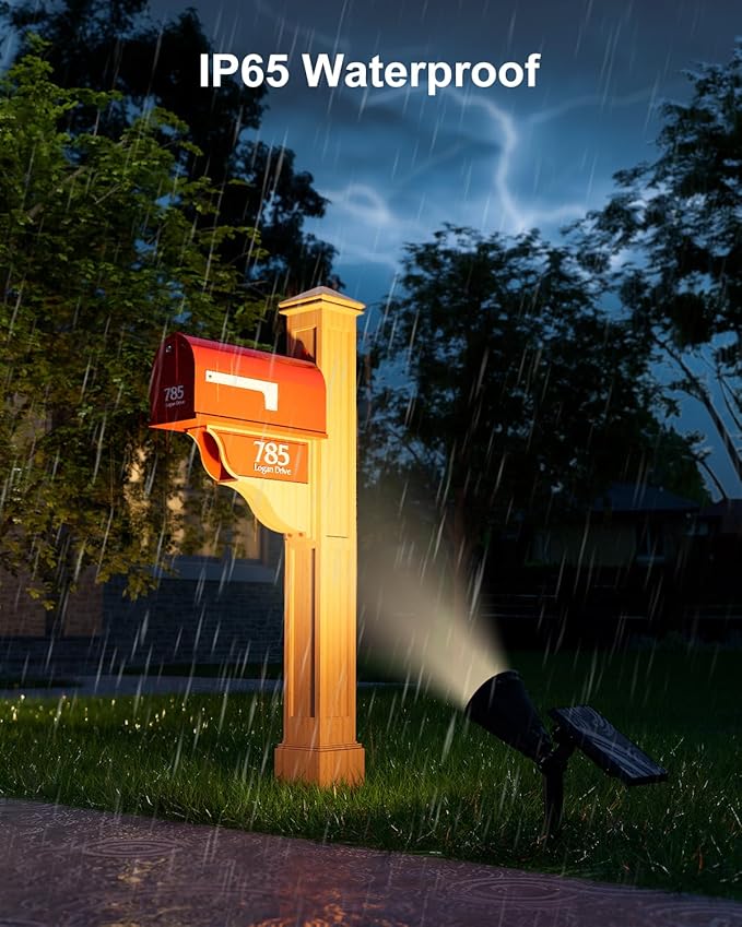 Solar Power Spot Lights Outdoor Waterproof for Christmas Decorations, Flag, Tree, Wreath, Santa Claus, Snowman, Bright LED Landscape Lamp Uplights for Outside Garden, Yard, Patio, Sidewalk,Warm White