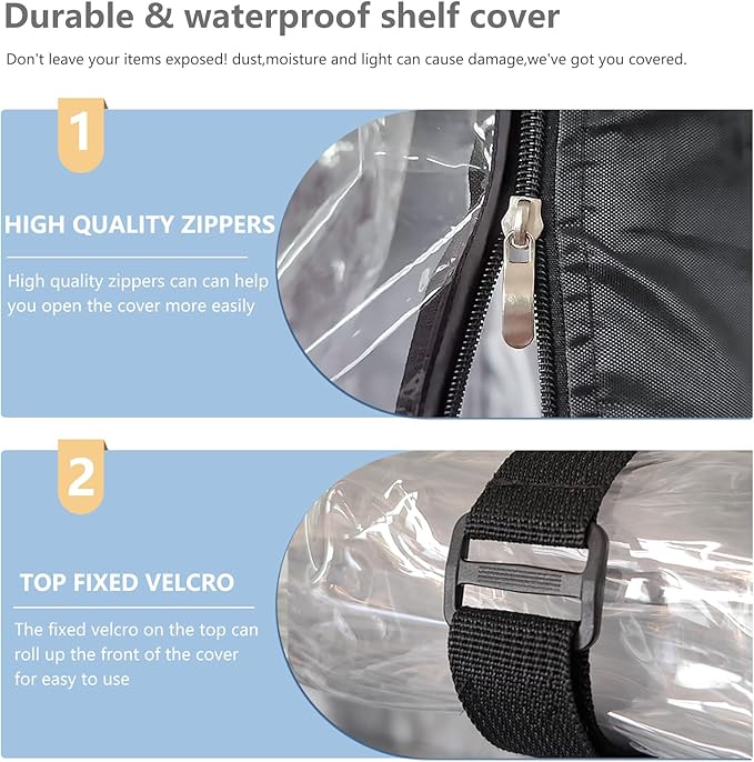 Waterproof Shelf Cover,Outdoor 600D Heavy Duty Dustproof Storage Shelves Cover,36''x18''x72'' Shelf Covers for Wire Shelving with Zippers,Storage Rack Covers with Clear Front
