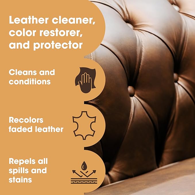 Furniture Clinic Leather Complete Restoration Kit | with Leather Recoloring Balm, Cleaner, 2-in-1 Protection Cream & Conditioner, Sponge, and Cloth | Repair Kit for Furniture (White)