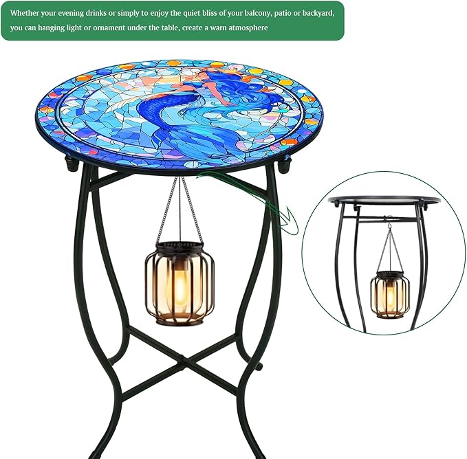 Fashion&cool Patio Side Table for Small Space, 14 Inch Weather Resistant Metal Side Table, Small Round End Table Accent Table for Patio Yard Porch Balcony Garden Bedside Plant Stand Indoor Outdoor