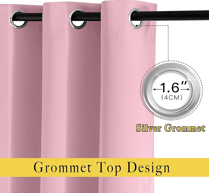 NICETOWN Blackout Sliding Door Curtains 84 Inch Length, Extra Wide Room Divider Grommet Energy Saving Thermal Insulated Curtain for Patio Door Window(W80 x L84, 1 Panel, Rouge Pink)