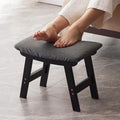 Foot Stool,Ottoman,Bamboo Small Sofa Foot Rest Under Desk,Extra Seating for Living Room, Bedroom and Kitchen (Black Stool Legs - Gray Surface)