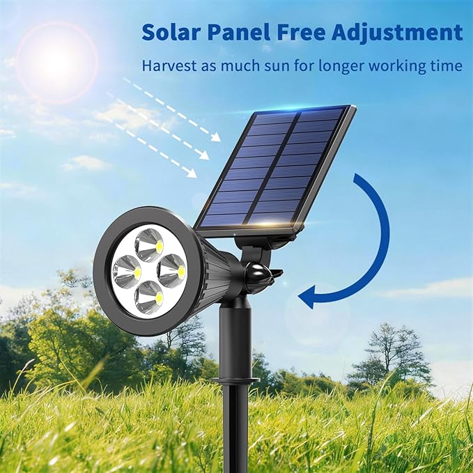 Solar Lights Outdoor Waterproof IP65,6500K Super Bright LED,2 Lighting Modes, Solar Powered Yard Garden Solar Spot Lights for Flag Landscape Auto On/Off-4 Pack