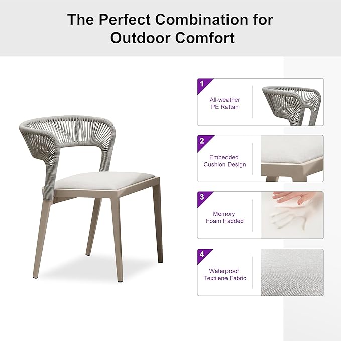 PURPLE LEAF 11 Pieces Outdoor Dining Set Patio Dining Furniture Aluminum Wicker Rattan Outdoor Dining Table and Chairs for Lawn Garden Backyard Champagne with Counter Stools