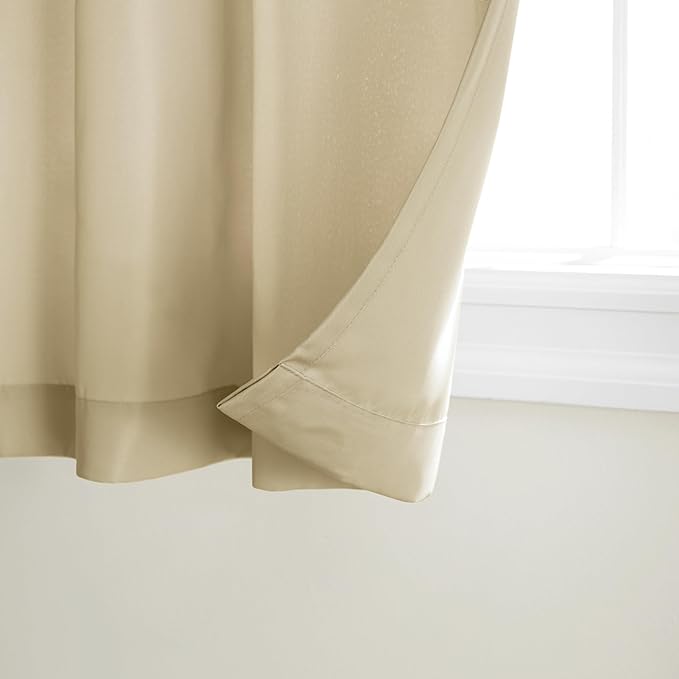 TOWN & COUNTRY BASICS Cabana Solid Heavyweight Indoor Outdoor Curtains, Light Filtering Opacity with Grommet Top, Water Repellent, 2-Pack Set, 54"x108", Natural