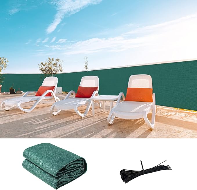 LOVE STORY Custom Size 3'x8' Dark Green Balcony Privacy Screen,UV Block Privacy Fence Screen,90% Shield for Outdoor Pool Garden Apartment Railing