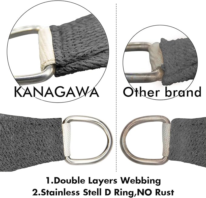 KANAGAWA 10'X15' Dark Gray Custom Size Sun Shade Sail Rectangle UV Block Canopy Cover for Patio Backyard Lawn Garden Outdoor (Customized Available)