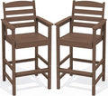 SERWALL Tall Adirondack Chairs Set of 2, Oversize Balcony Adirondack Chairs Set, Outdoor Bar Height Barstools Widened Chair Set for Bistro, Poolside, Garden, Brown