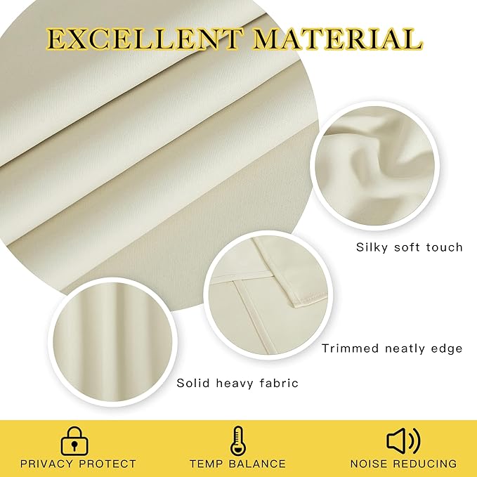NICETOWN Blackout Sliding Glass Door Curtain, Thermal Insulated Grommet Room Darkening Window Treatment Sound Dampening for Bedroom/Living Room, Beige, W80 x L90, 1 Panel
