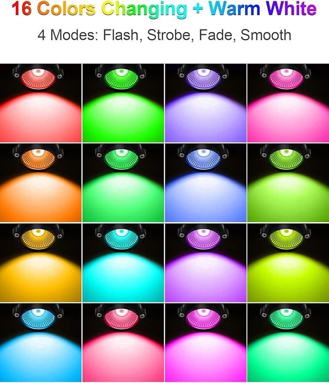 ZUCKEO 12W Color Changing Landscape Lights RGB Low Voltage Landscape Lighting Remote Control, Waterproof LED Outdoor Spotlight for Garden Pathway House Christmas Decor, 10 Pack with Connector