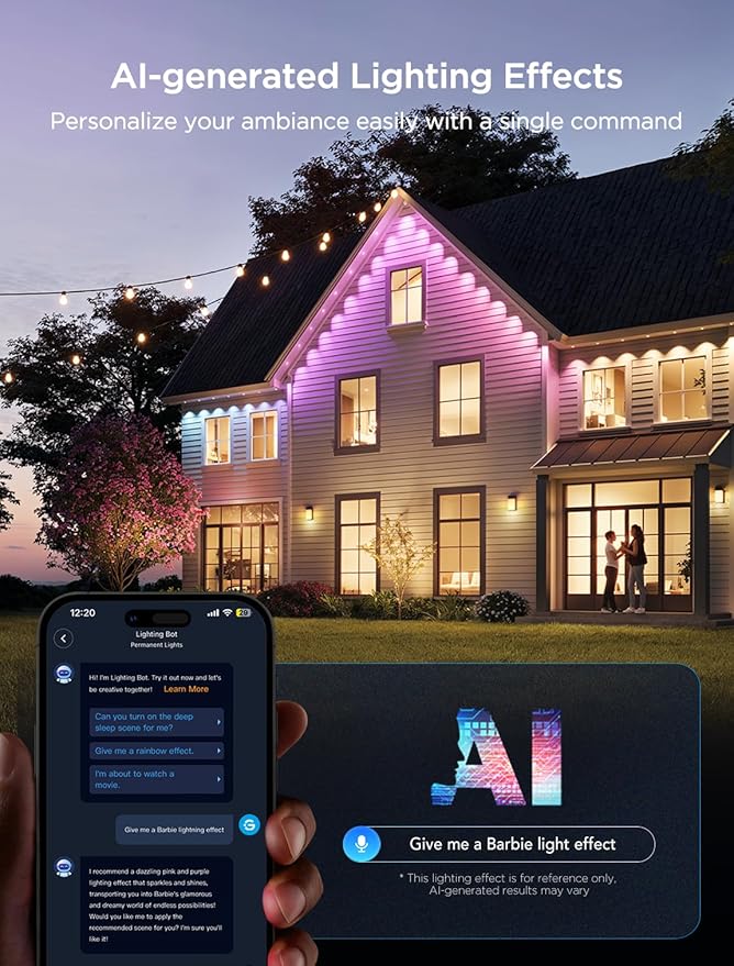 Govee Permanent Outdoor Lights 2, 100ft RGBIC Outdoor Lights with 16 Million Colors and 100 Scene Modes, IP67 Waterproof, Holiday & Party Decorations, Works with Alexa, Google Assistant, White