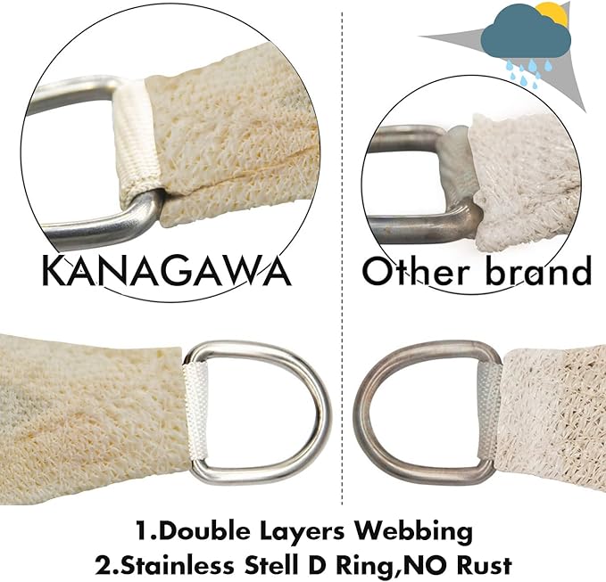 KANAGAWA 10'X20' Cream Custom Size Sun Shade Sail Rectangle UV Block Canopy Cover for Patio Backyard Lawn Garden Outdoor (Customized Available)