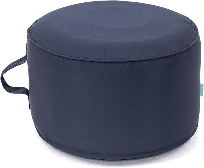 QILLOWAY Indoor/Outdoor Inflatable Stool,Round Ottoman,All Weather Foot Rest for Camping or Home,All Navy