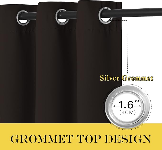 NICETOWN Blackout Curtain Panel for Window - Triple Weave Energy Saving Thermal Insulated Solid Grommet Blackout Drape for Kitchen (Single Panel, 52 inches by 54 inches, Toffee Brown)