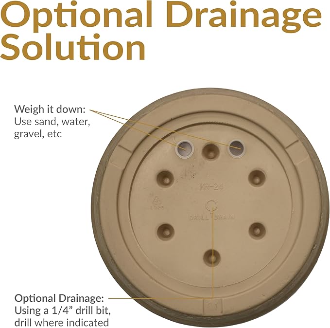 Sunnydaze 24-Inch Anjelica Large Plastic Pot for Plants - Outdoor Double-Walled Large Plastic Planter with Drillable Drainage Holes - Beige - 2pk
