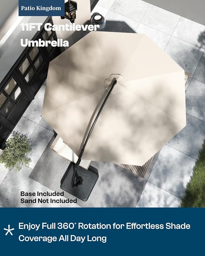 5-Piece White Outdoor Dining Set with White 11FT Large Patio Umbrella, 75.2'' HDPE Table & Chairs for 8, Weather-Resistant Furniture with Umbrella Hole for Patio, Lawn, Poolside