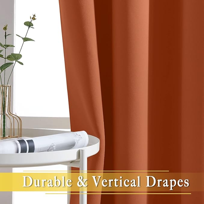 NICETOWN Blackout Curtains & Drapes - Privacy Thermal Efficiency Backdrop Curtains for Bedroom Room Divider Living Room Patio Sliding Glass Door, Wide 80 x Long 144 inch, Burnt Orange, 1 Panel
