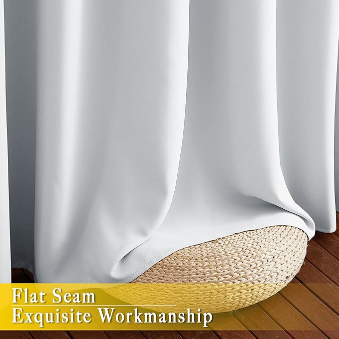 NICETOWN Patio Door Curtain Room Darkening Drapes, Grommet Light & Heat Blocking Room Divider Curtain Panel Window Drape for Bedroom/Living Room (Greyish White, W80 x L90, 1 Panel)