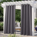 NICETOWN Patio Outdoor Curtain Grey Waterproof, Gazebo Covers for Shade and Rain, Outside Privacy Protection Light Blocking Thick Curtains for Winter, 1 Panel, W52 x L95 Inch, Grey