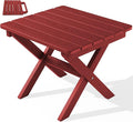 SERWALL Folding Adirondack Side Table, HDPE Small Outdoor Table, No Assembly Required End Table for Backyard Pool Porch Garden Lawn, Red