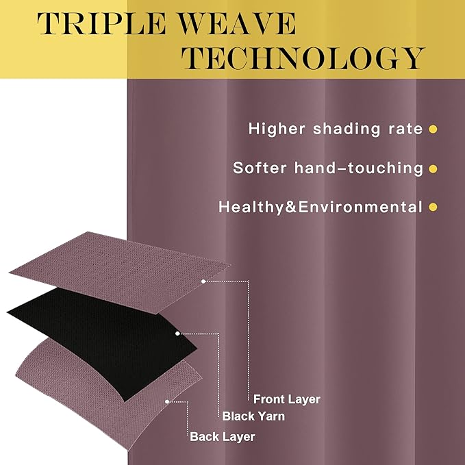 NICETOWN Short Blackout Curtains for Bathroom - Sound Reducing Window Treatment Thermal Insulated Grommet Vertical Drapes for Kitchen/Cafe/Nursery, Dry Rose, 1 Panel, W52 x L45
