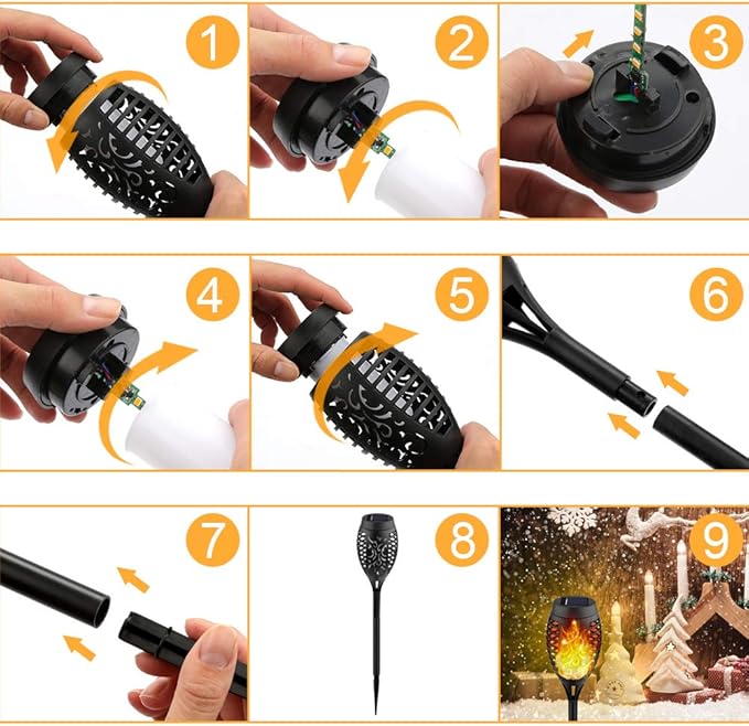 Kurifier Solar Lights Outdoor, 8Pack Solar Torch Light with Flickering Flame, Waterproof Solar Garden Light, Outdoor Solar Lights for Yard, Flame Torches for Outdoor Decorations Decor Yard