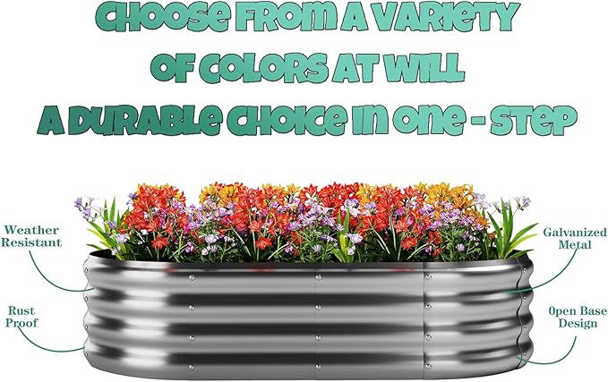 Galvanized Metal Planter Raised Garden Bed Kit for Gardening Outdoor Garden Box Raised Flower Bed 2PC Green 3X3X1FT