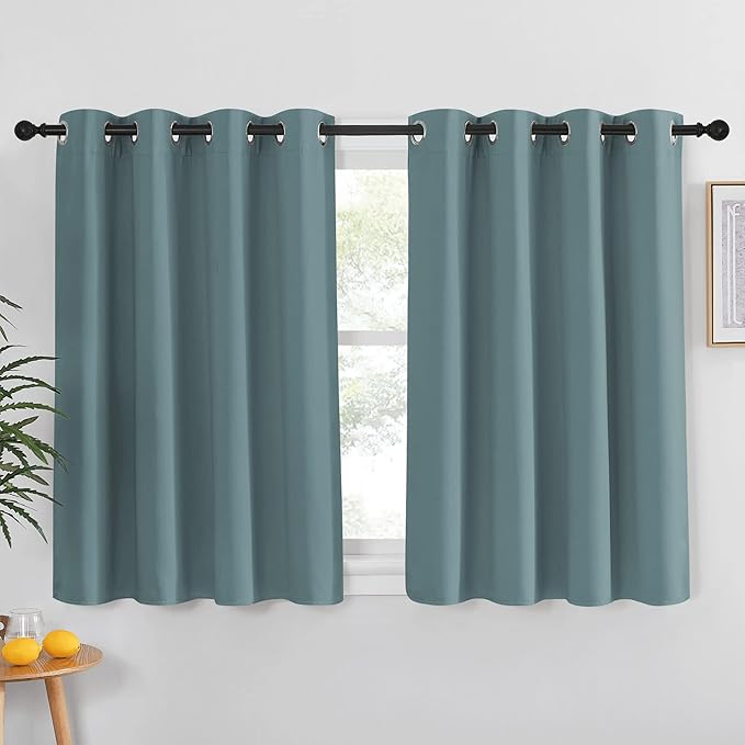 NICETOWN Blackout Greyish Blue Curtain for Bedroom - Window Treatment Thermal Insulated Grommet Solid Drapes Energy Saving Sound Reducing for Home Office (1 Panel, W52 x L54)