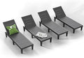 ROJIK Outdoor Chaise Lounge Chair Set of 4,with 5-Position Adjustable Backrest,Waterproof & Lightweight | Durable Indoor/Outdoor Patio Lounger Chair for Garden Pool Beach,Black