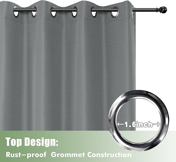 HolidayIdeas Outdoor Curtains for Patio Waterproof, 8 Panels - 54x84 Inches - Weatherproof Privacy Outsides Curtains for Cabana Porch Pergola, Sunlight & UV Blocking (Grey, Grommet Top)
