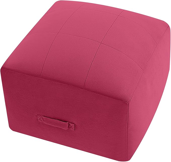 MeMoreCool Square Stuffed Pouf Ottoman Foot Rest, Floor Pouf Foot Stool with Foam Chunk Filling, Soft Stuffed Ottoman Footrest for Living Room