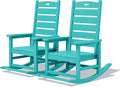 SERWALL Outdoor Rocking Chair Set of 2, Oversized Rocking Chair with Footboard for Adults, HDPE All Weather Resistant Rocking Chairs for Patio, 350lbs Weight Capacity,Aruba