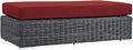 Modway Summon Wicker Rattan Outdoor Patio Sunbrella® Fabric Rectangle Ottoman in Canvas Red
