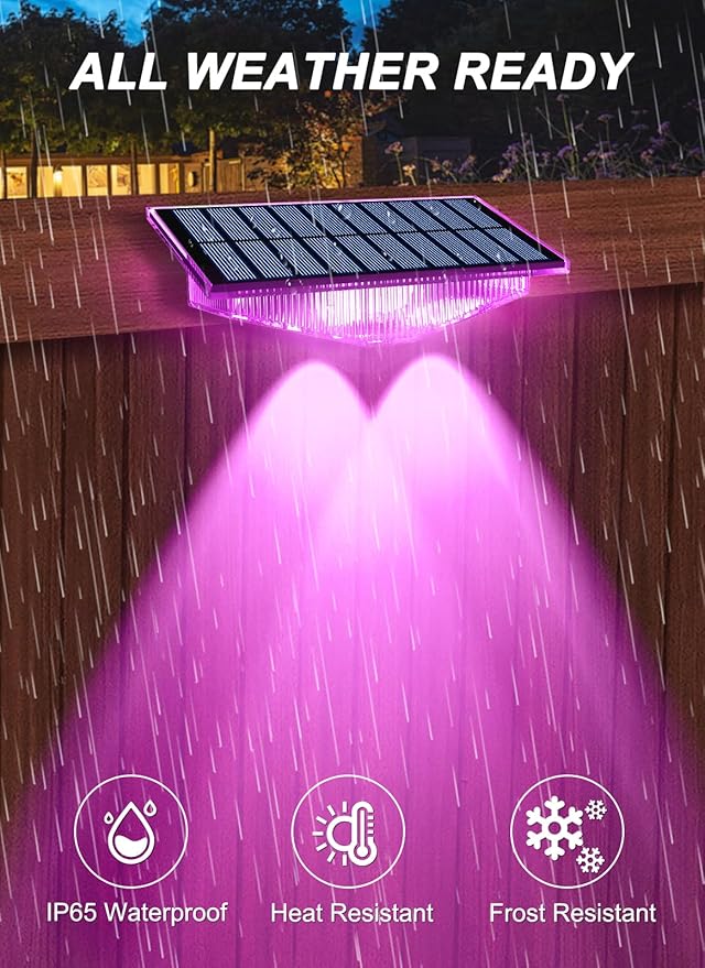 Solar Lights Outdoor for Mailbox, House Numbers, Address, Sign with 6 RGB Colors/Warm White/Cool White, IP65 Waterproof Fence Lights, Solar Powered Dusk to Dawn Wall Light Outside (4 Pack)
