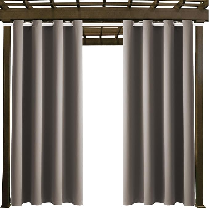 DIVA EN CAMINO DEC Outdoor Indoor Curtains W52 x L108 for Patio - Weather-Resistant Window Panels Privacy Protect Grommet Top Thermal Insulated Home Curtain for Porch Pergola Garden (Taupe, 2 Panels)