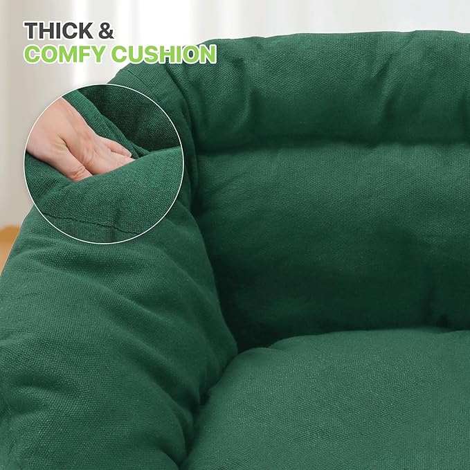 Magshion Hanging Hammock Chair with Comfy Cushion Offer Extra Support, Macrame Swing Chair Porch Hanging Chair, 350 Lbs Capacity, Perfect for Backyard Beach Relaxation and Enjoyment (Green and White
