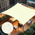 Artpuch Waterproof Sun Shade Sail, 14'x14' Cream Rectangular, UV Resistant Rain Canopy, Curved Edges Shade Cloth for Outdoor Patio, Deck, Yard (Customizable)
