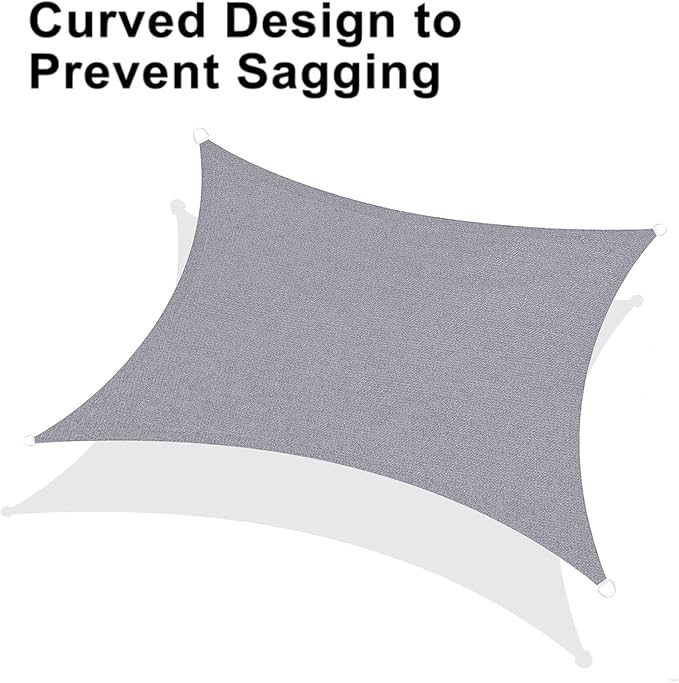 LOVE STORY Custom Size 5'x10' Silver Grey Sun Shade Sail Rectangle UV Block Canopy Patio Sail Sunshades Fabric for Outdoor Garden Carport (We Make Custom Size)