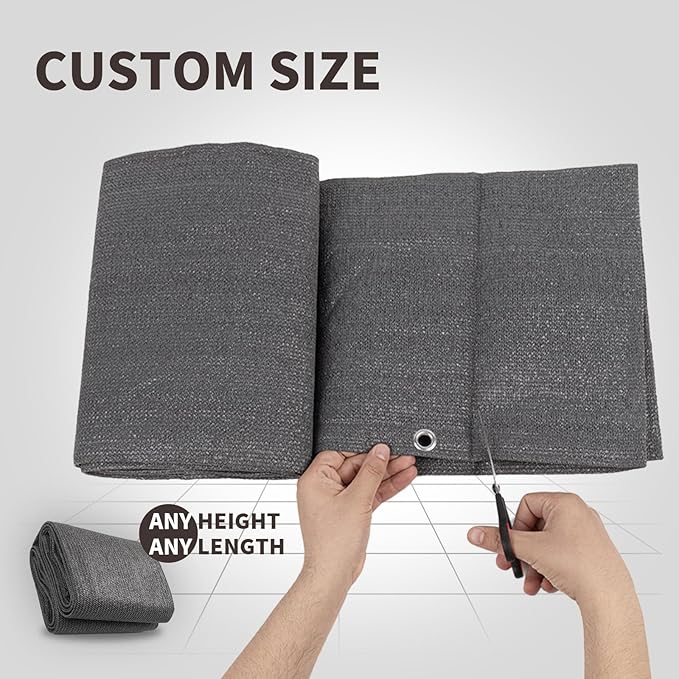 LOVE STORY Custom Size 3.3'x10' Dark Grey Balcony Privacy Screen,UV Block Privacy Fence Screen,90% Shield for Outdoor Pool Garden Apartment Railing