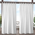 Exclusive Home Cabana Solid Indoor/Outdoor Light Filtering Hook-and-Loop Tab Top Curtain Panel, 54"x96", Winter White, Set of 2