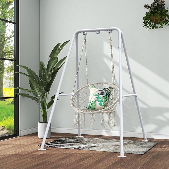 G TALECO GEAR Hammock Chair Stand,Heavy-Duty Steel 300LBS Multi-Use Hammock Stand for Outdoor Indoor, Swing Chair not Include (White)