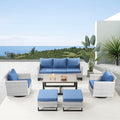 Belord 6 Piece Outdoor Furniture Patio Wicker Sofa Set, Oversize Outdoor Swivel Rocker Chairs with Rattan Ottomans, Conversation Sets Patio Furniture Come with Removable Washable