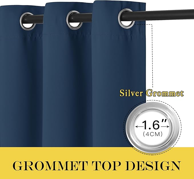 NICETOWN Blackout Sliding Glass Door Curtains, Room Darkening Thermal Insulated Curtains for Living Room Bedroom, Extra Wide Window Drapes, 1 Panel, W80 x L118, Moroccan Blue