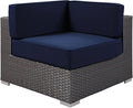 Modway Sojourn Wicker Rattan Outdoor Patio Sunbrella Fabric Corner in Canvas Navy