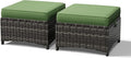 Joyside Outdoor Ottoman Set of 2, Patio Large Ottoman Foot Rest with Thickened Cushions, Outdoor Wicker Foot Stool for Porch, Deck Use