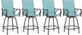MFSTUDIO Outdoor Bar Stools Set of 4, Swivel Bar Height Patio Chairs Outdoor Barstools High Top Patio Swivel Bar Chairs with Armrest, Breathable Textilene, Turquoise Blue