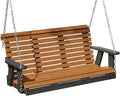 Poly Lumber Wood 4FT Porch Swing Amish Craftsmandship Made in USA HDPE with No wood fibers and 1000 lbs Limit. Stainless Steel Hardware.Signature Rollback design for Patio Outdoor Backyard Garden Park