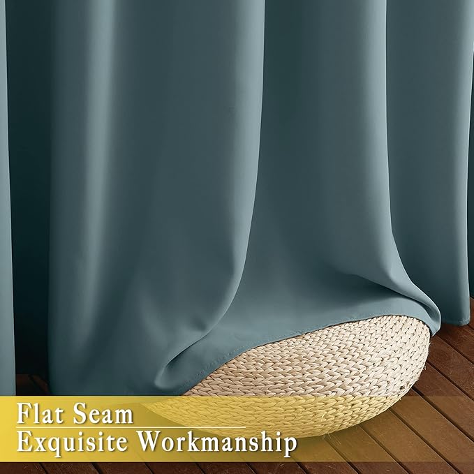 NICETOWN Blackout Curtain for Sliding Door, Patio Door Curtains, Grommet Thermal Insulated Room Divider Curtain Drape for Living Room/Bedroom (Greyish Blue, W80 x L84, 1 Panel)
