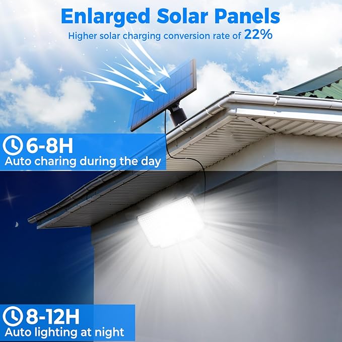 Peasur 4 Pack Solar Motion Lights Outdoor, 318 LED Solar Security Light with 3 Modes, IP65 Waterproof Powered Flood Lights for Outside Garden Patio Garage Yard Backyard
